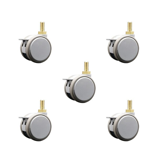 Service Caster 2.375 Inch MRI Safe Casters with Brakes, 10mm Threaded Stem, Set of 5, SCC, 5PK SCC-TS02S60-TPR-GRY-B-M10X22-MRI-5 - main